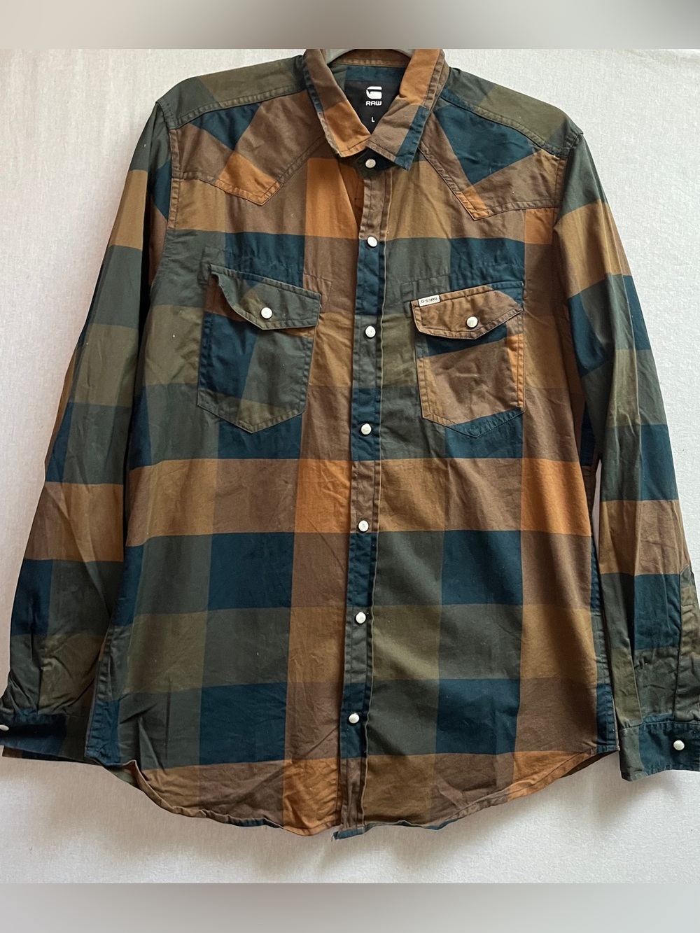 G-STAR RAW Landoh Western Plaid Snap Up Shirt Large